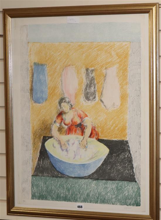 Duncan Grant, limited edition colour lithograph, Washer woman, signed in pencil, numbered 20/350, 77 x 56cm